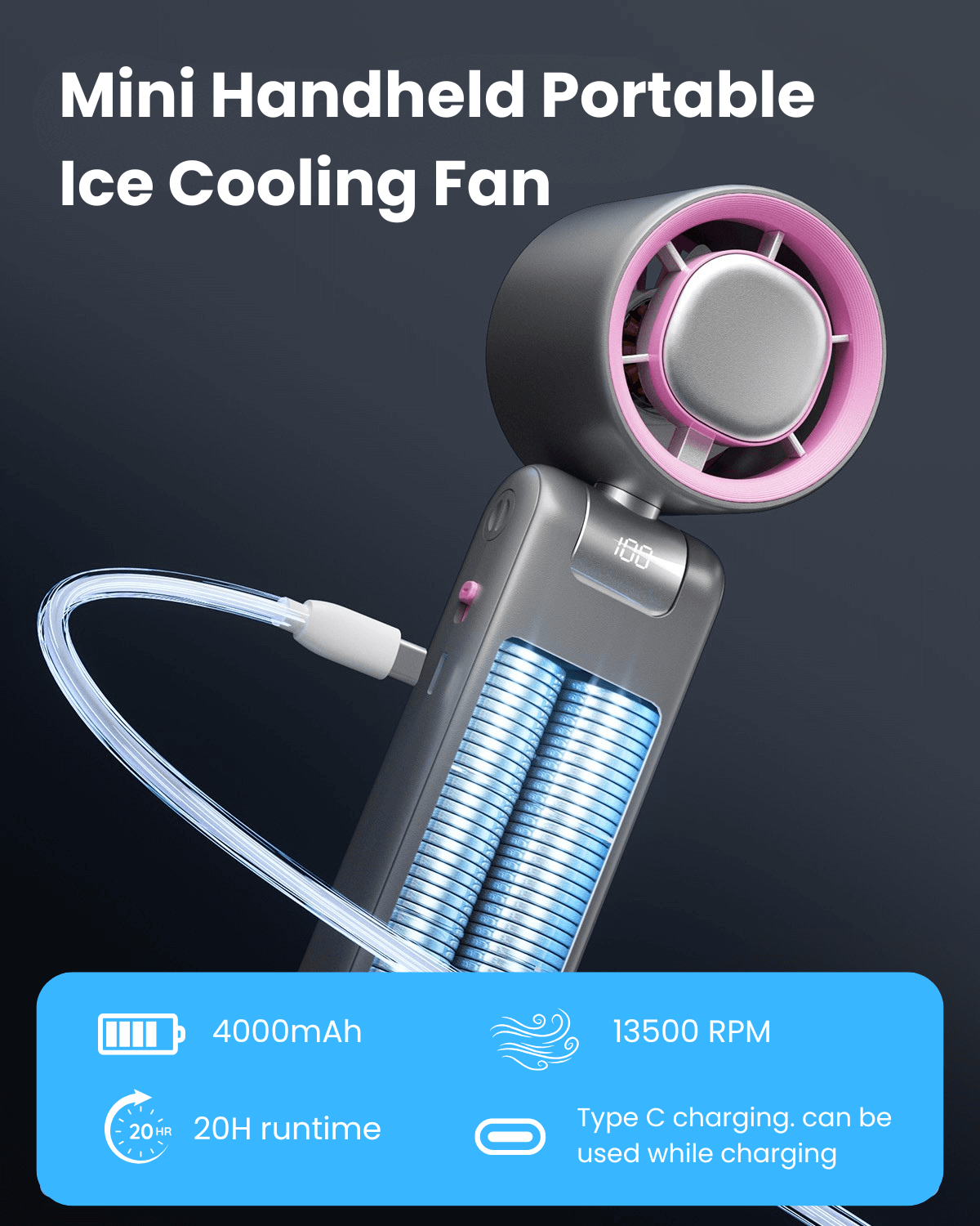 Mini Portable Handheld Fan with Ice Cooling