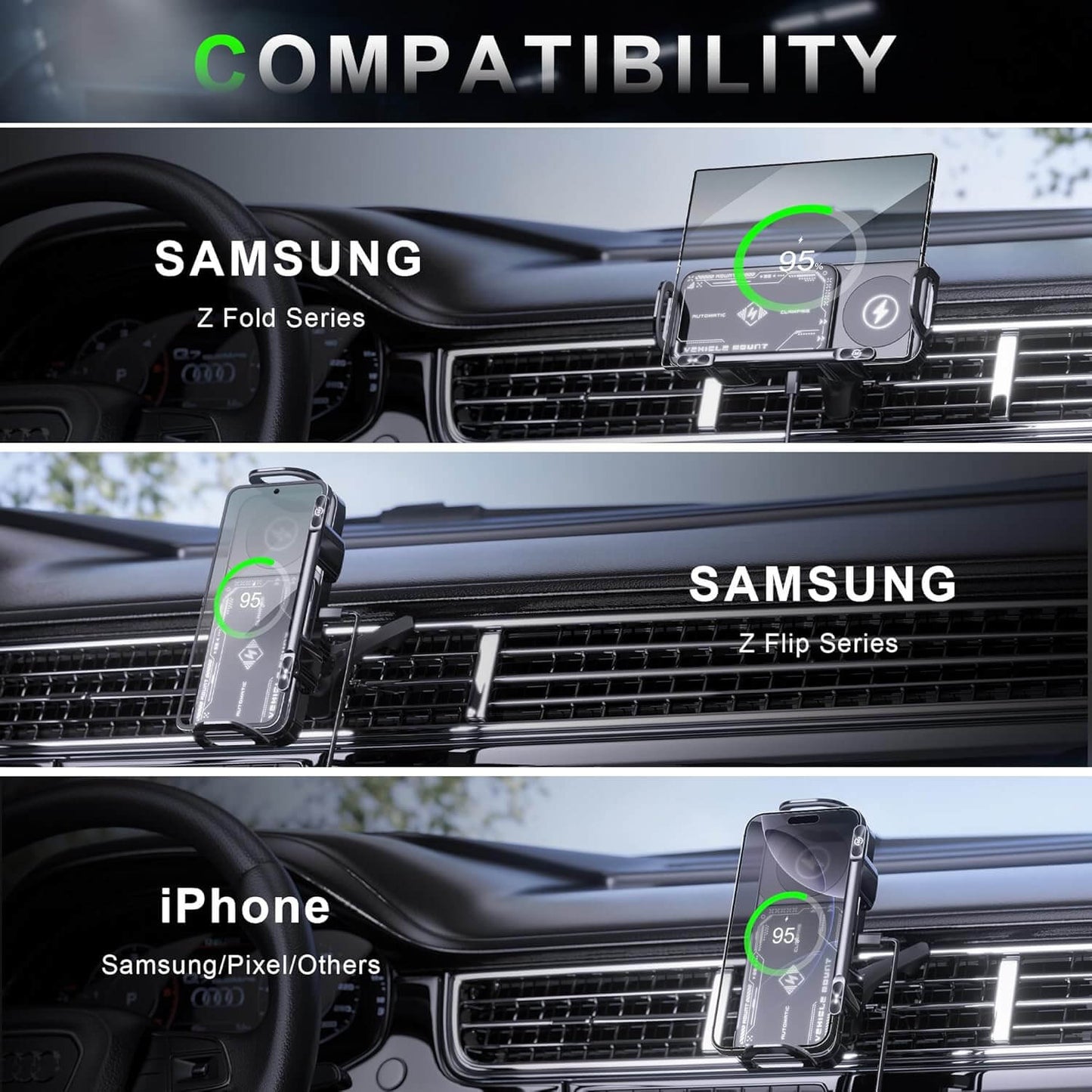 Z1 Wireless Car Charger with 15W Fast Charging