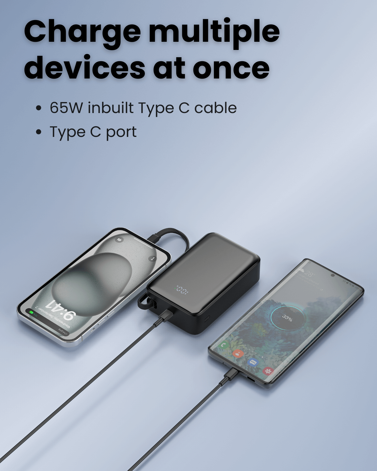 65W 20000mAh Laptop Powerbank, with Built-in 65W Type-C Cable (LP65)