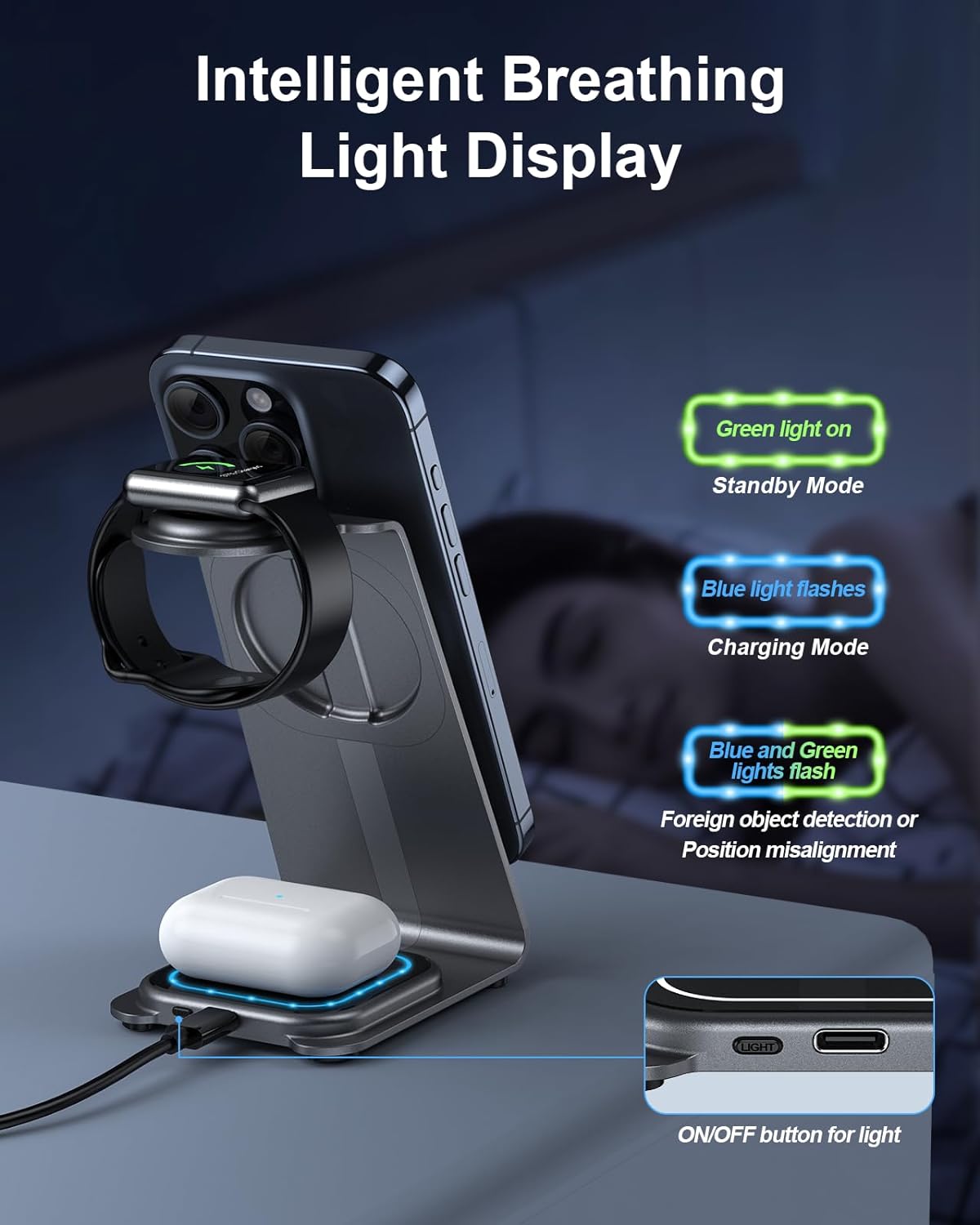 MagCharge 3-in-1 Wireless Charging Stand (D2070)