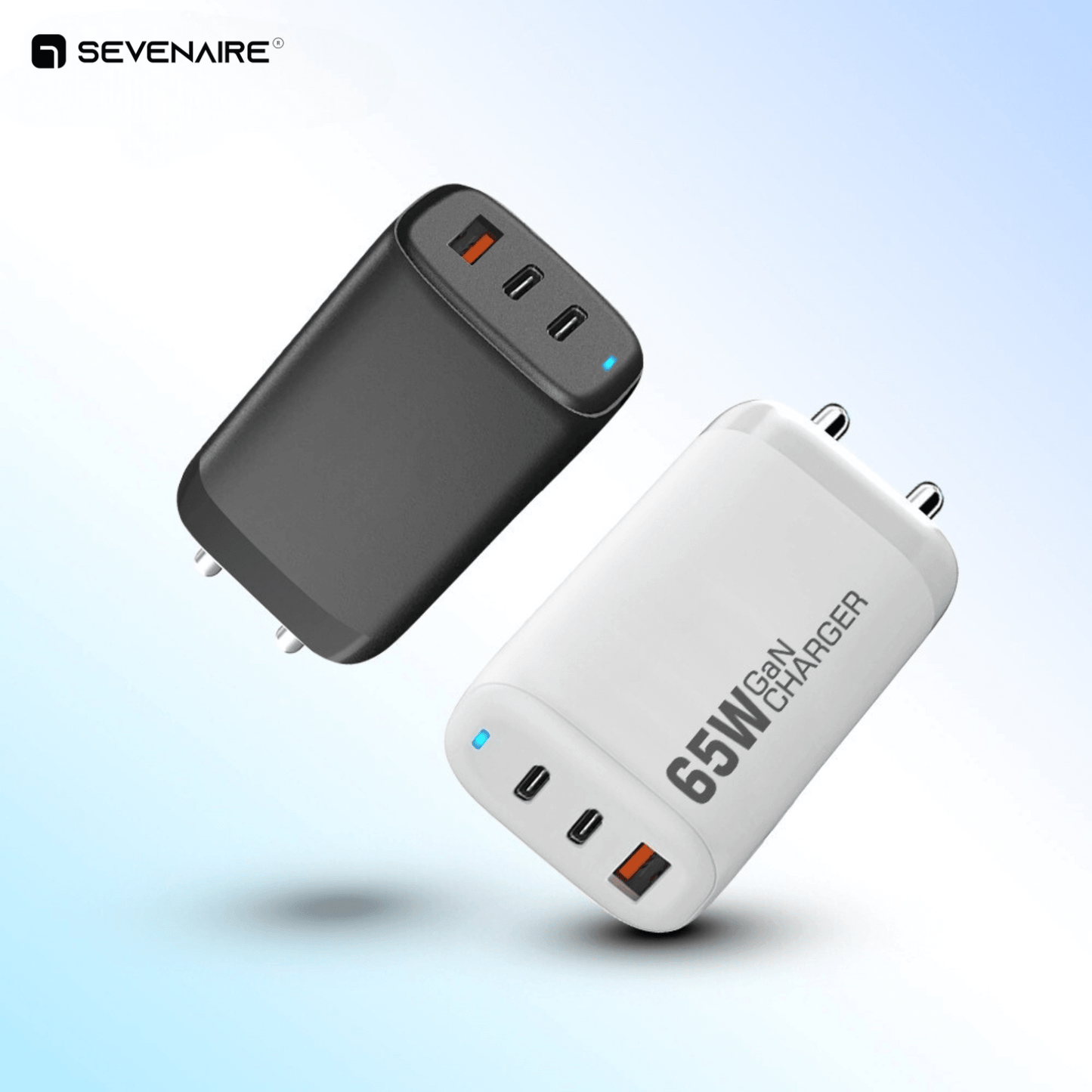 65W GaN Adapter| 3-Port Output (2 Type C & 1 USB A) Compatible with Phone/ Laptop