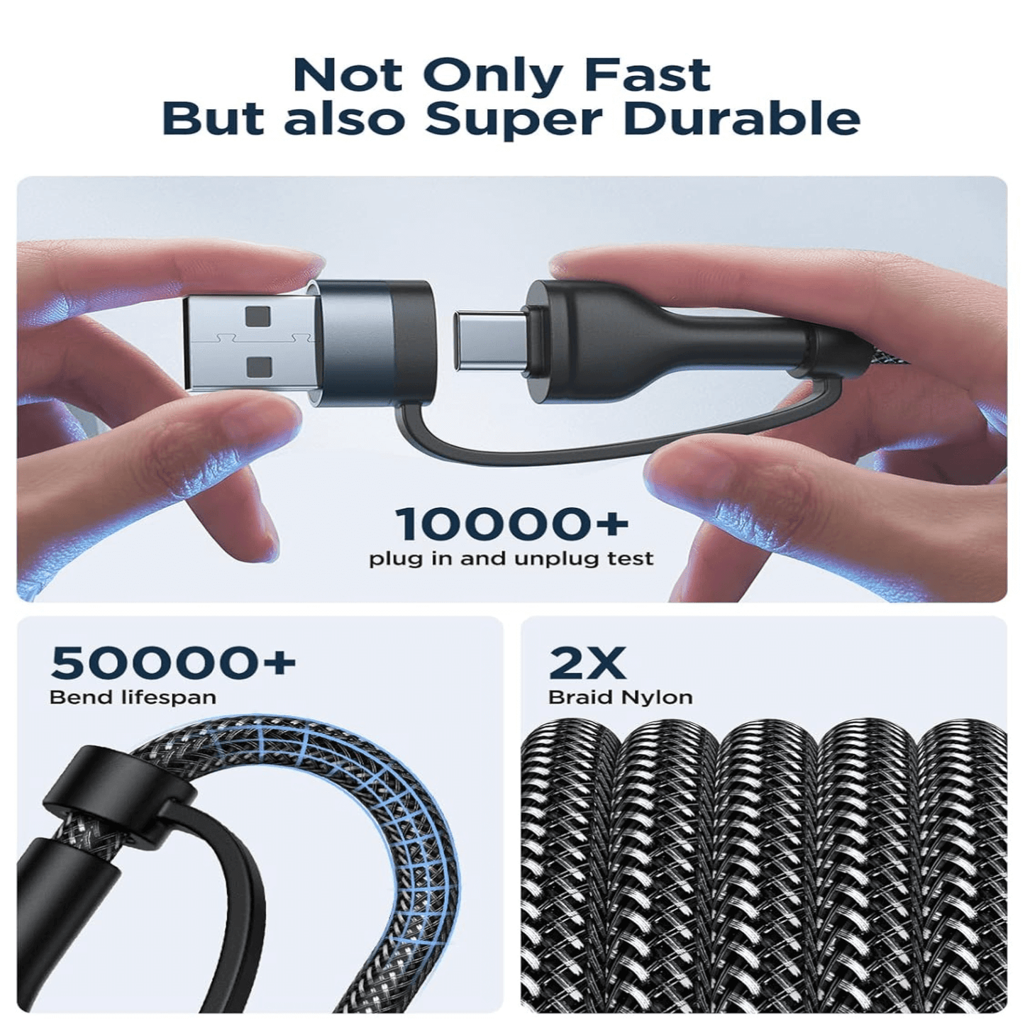 4-in-1 Lightning To Type C, Type C to C, Type C, Lightning Cable