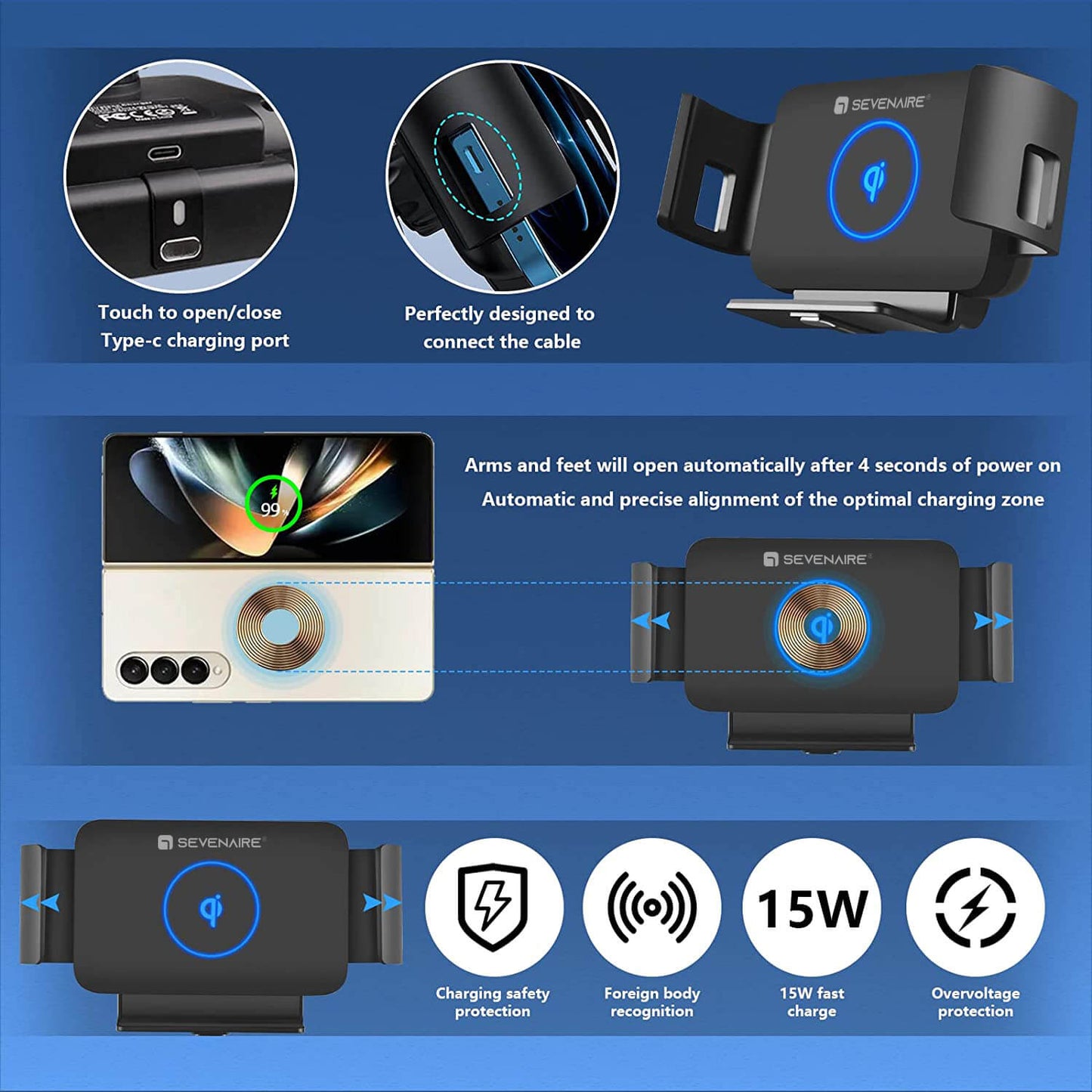 S1 Wireless Car Charger with 15W Fast Charging