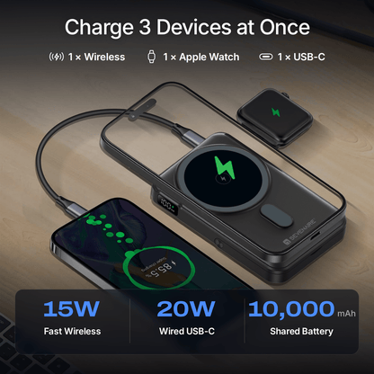 P135 3-in-1 Magsafe Power Bank with Apple Watch Charger | 10,000mAh