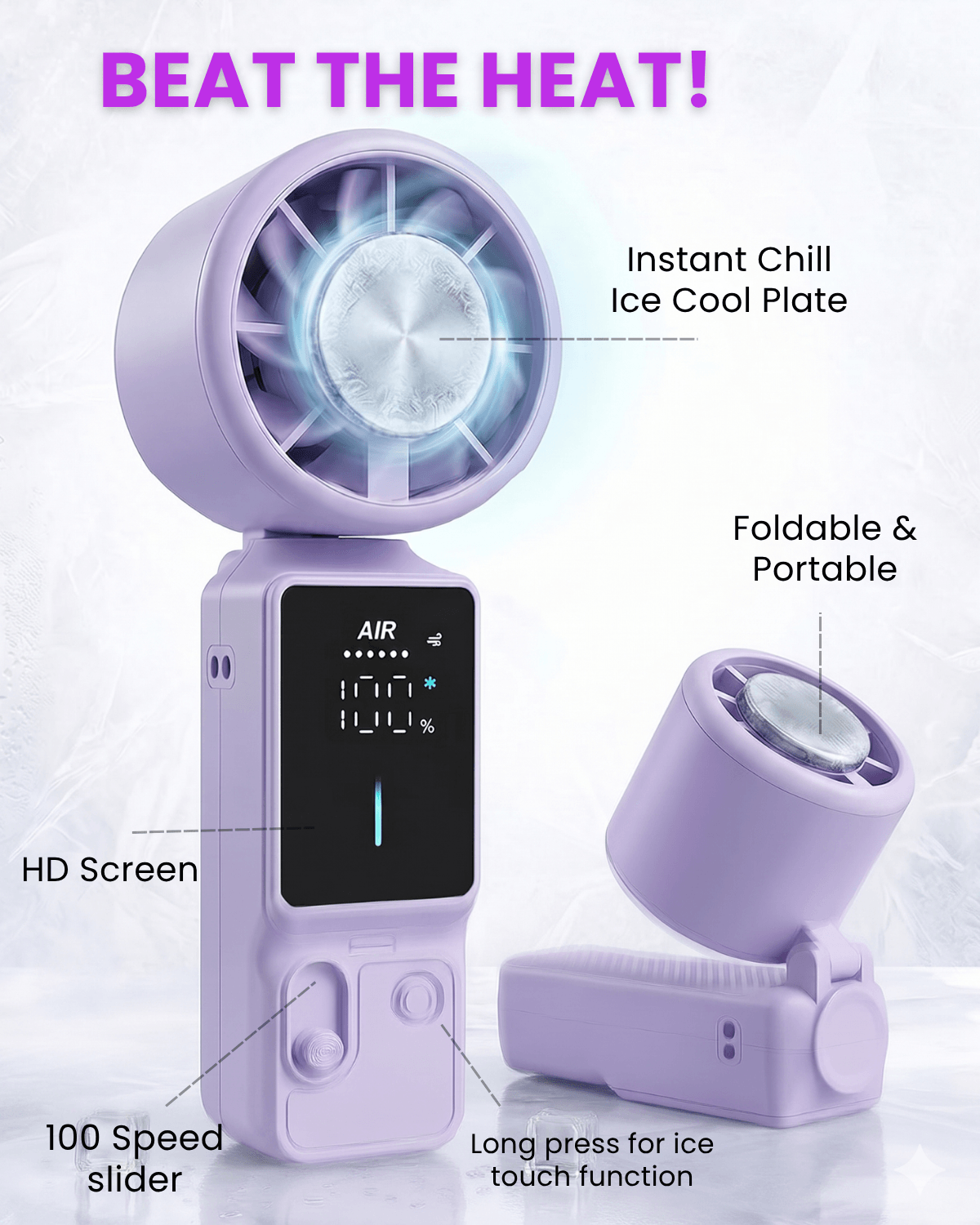 SS39 Portable Handheld Fan with Ice Touch Cooling
