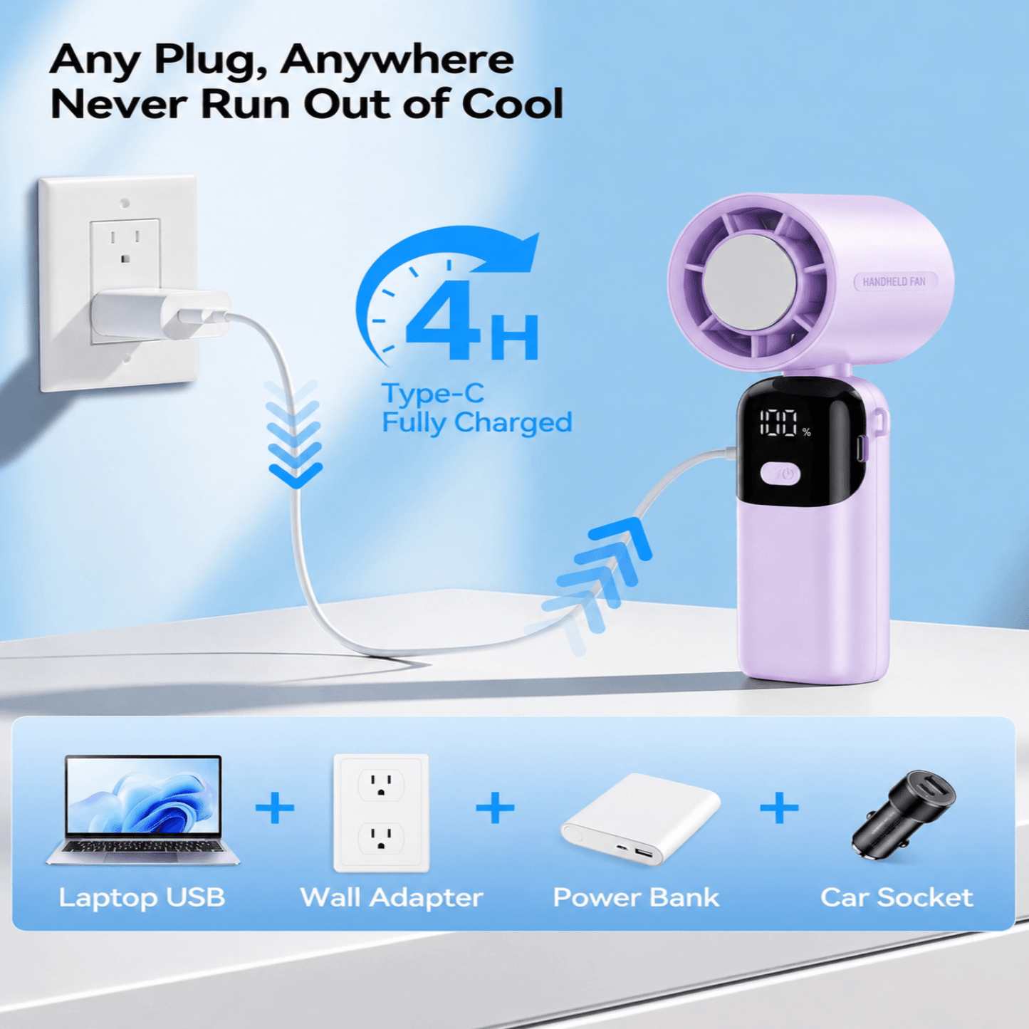 S19 Portable Handheld Fan with Ice Touch Cooling