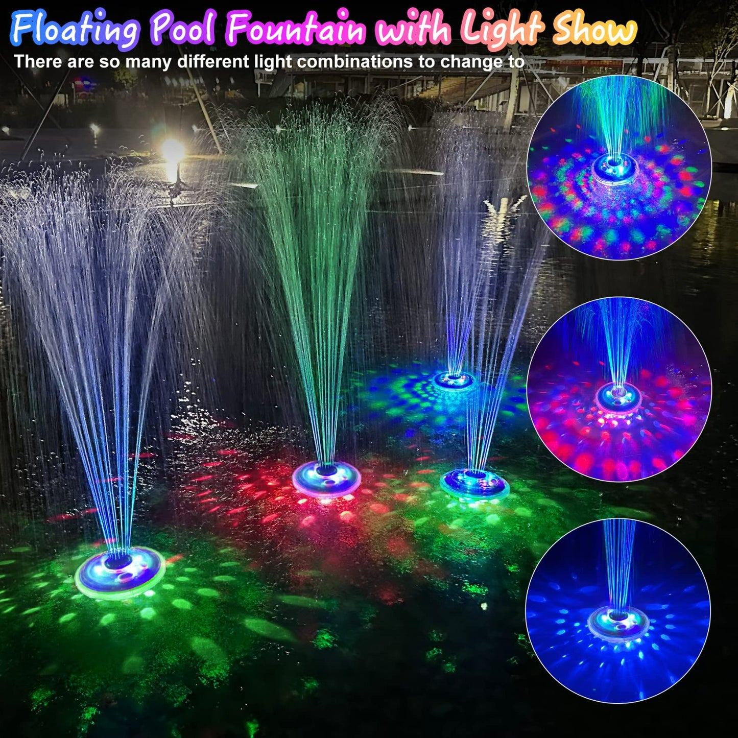 Floating Pool Fountain with Lights