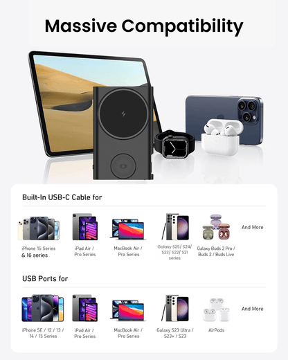 P130 3-in-1 Magsafe Power Bank with Apple Watch Charger