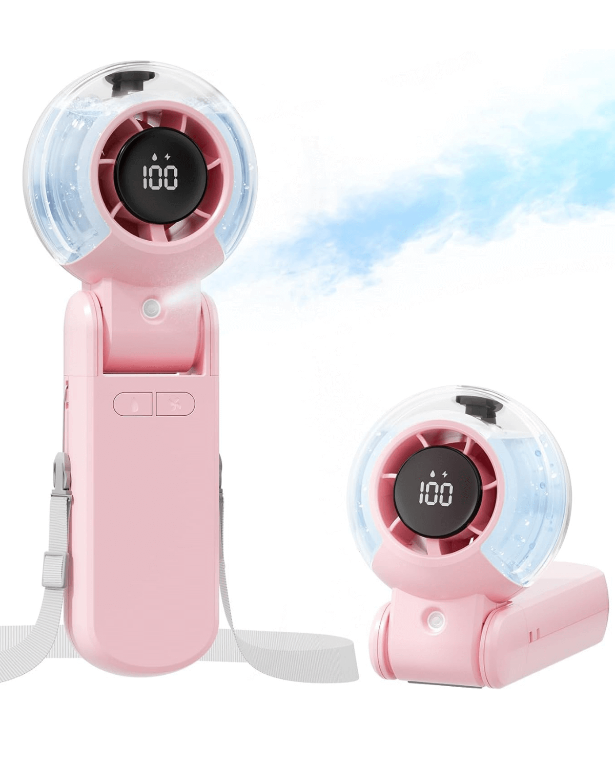 Misting Fan Portable Handheld Turbo Fan with Mist, LED Display