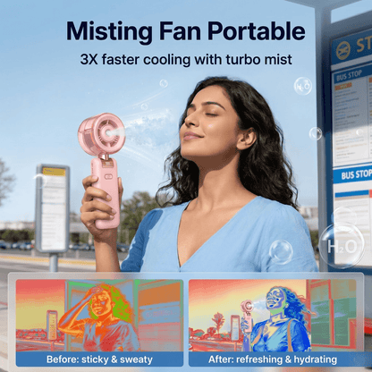 Portable Handheld Mist Fan with LED Display (S42)