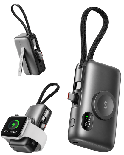 P75 Dual Port 3-in-1 Powerbank w Apple Watch Charger- 10,000mAh