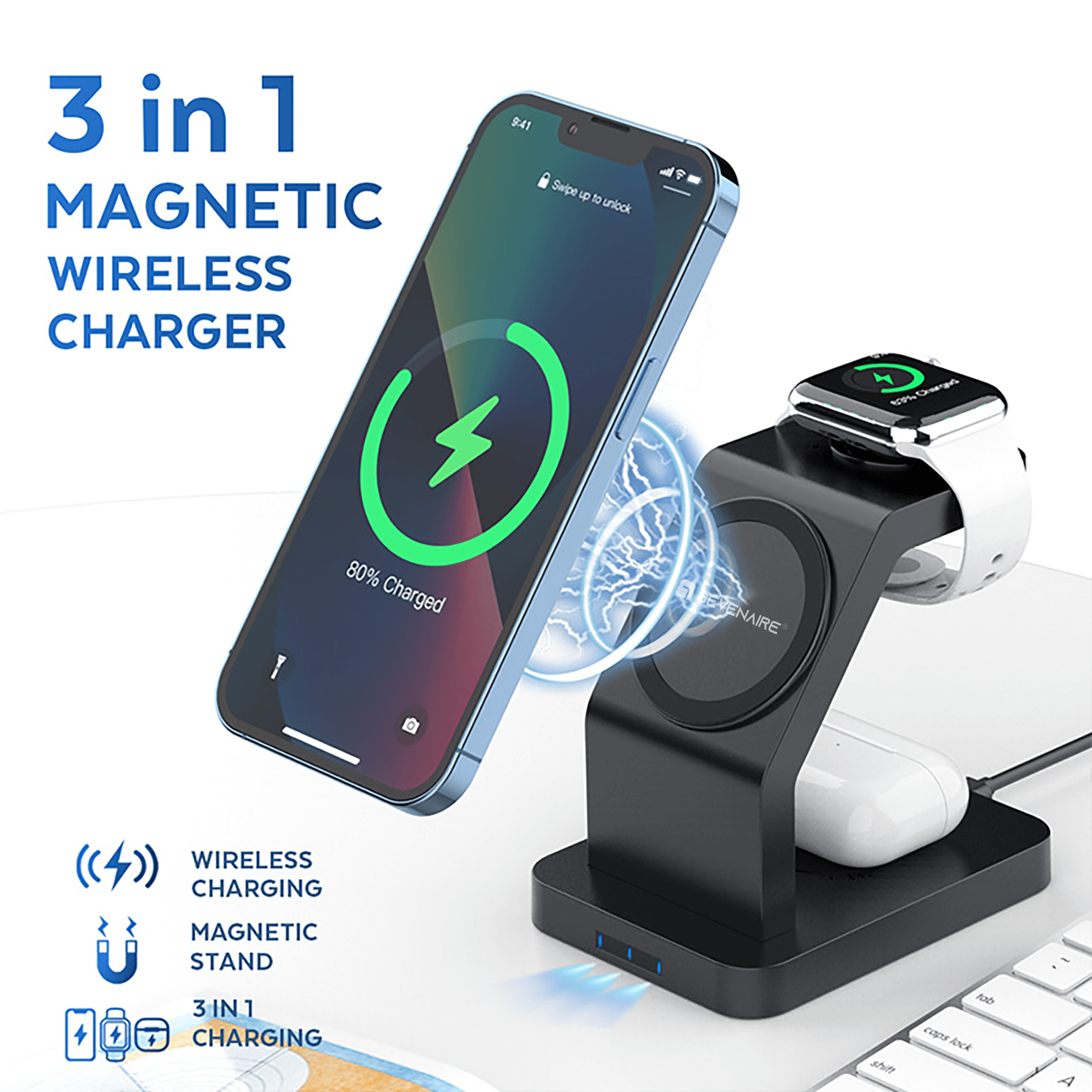 MagCharge 3-in-1 Wireless Charging DOCK (D1870) – Sevenaire