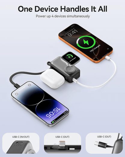 P75 Dual Port 3-in-1 Powerbank w Apple Watch Charger- 10,000mAh