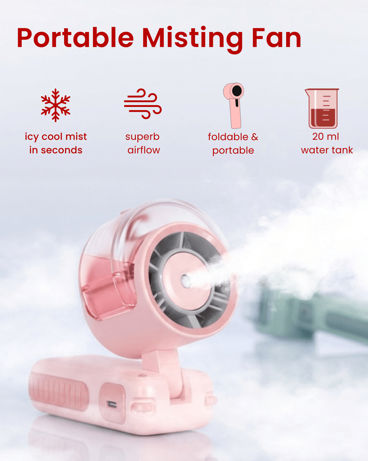 Portable Handheld Mist Fan with LED Display (P7)