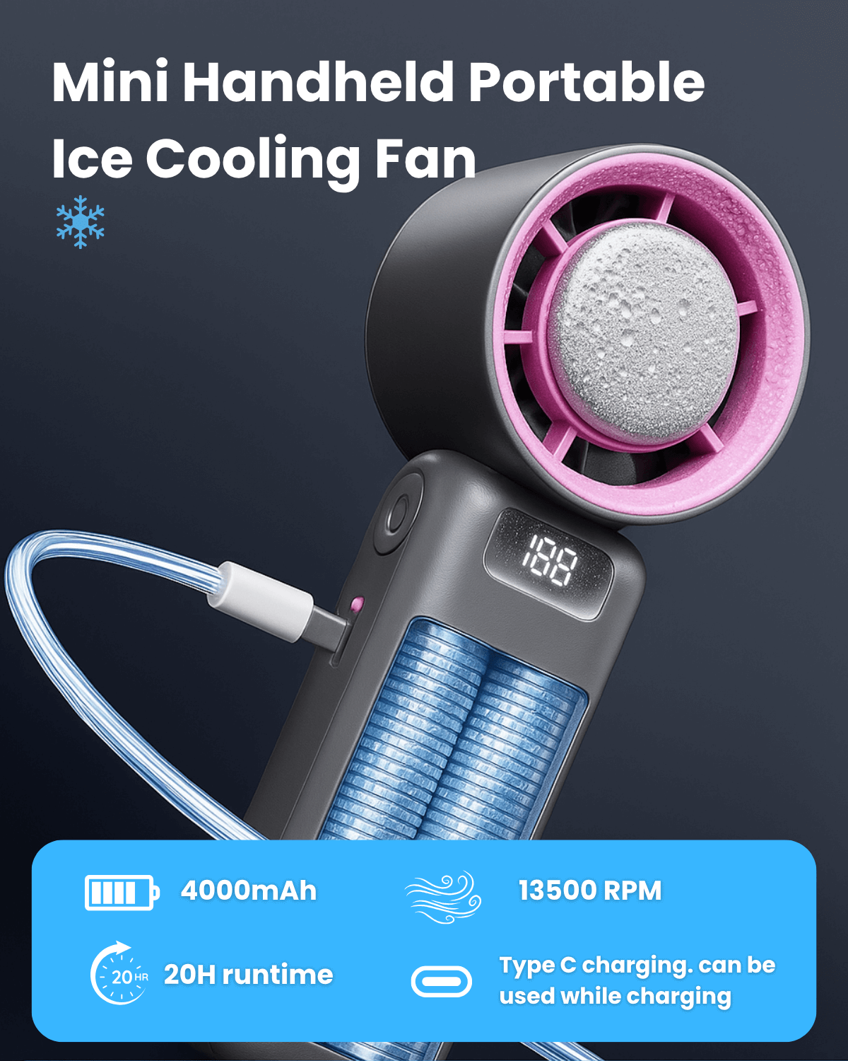 Mini Portable Handheld Fan with Ice Cooling