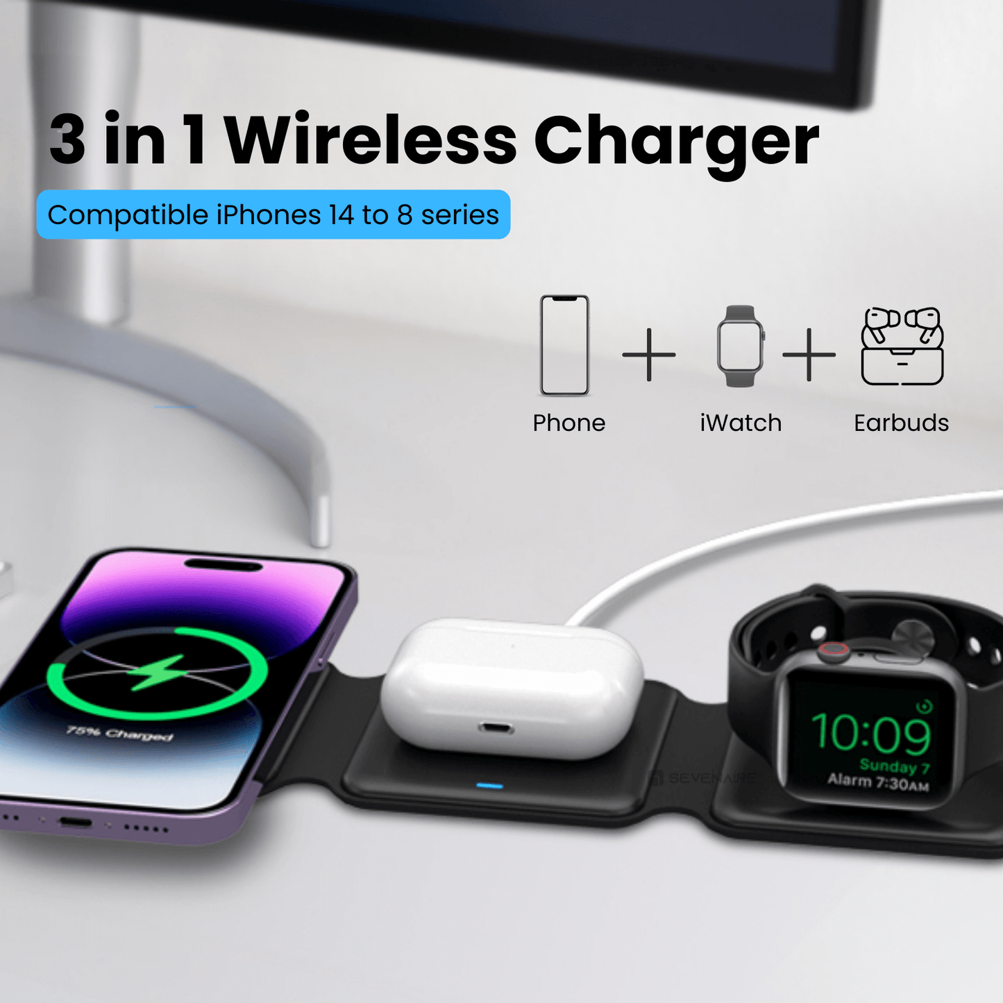 MagCharge 3-in-1 Foldable Wireless Charger (D1970)