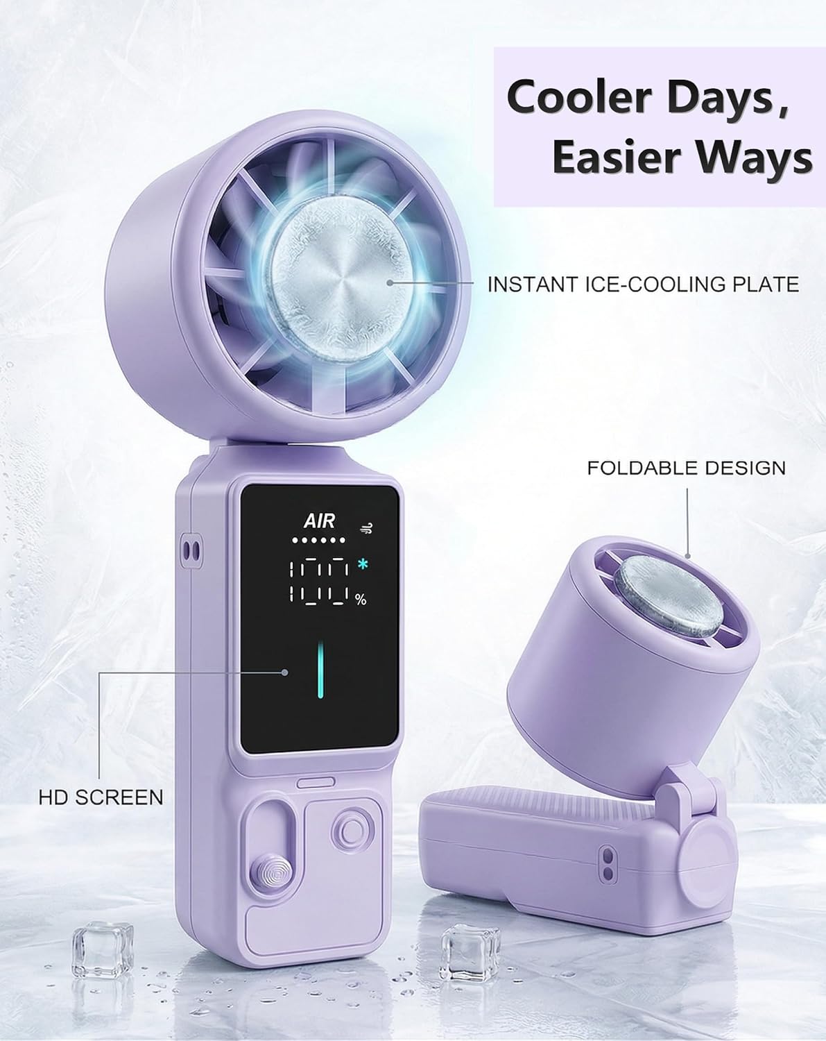 SS39 Portable Handheld Fan with Ice Touch Cooling