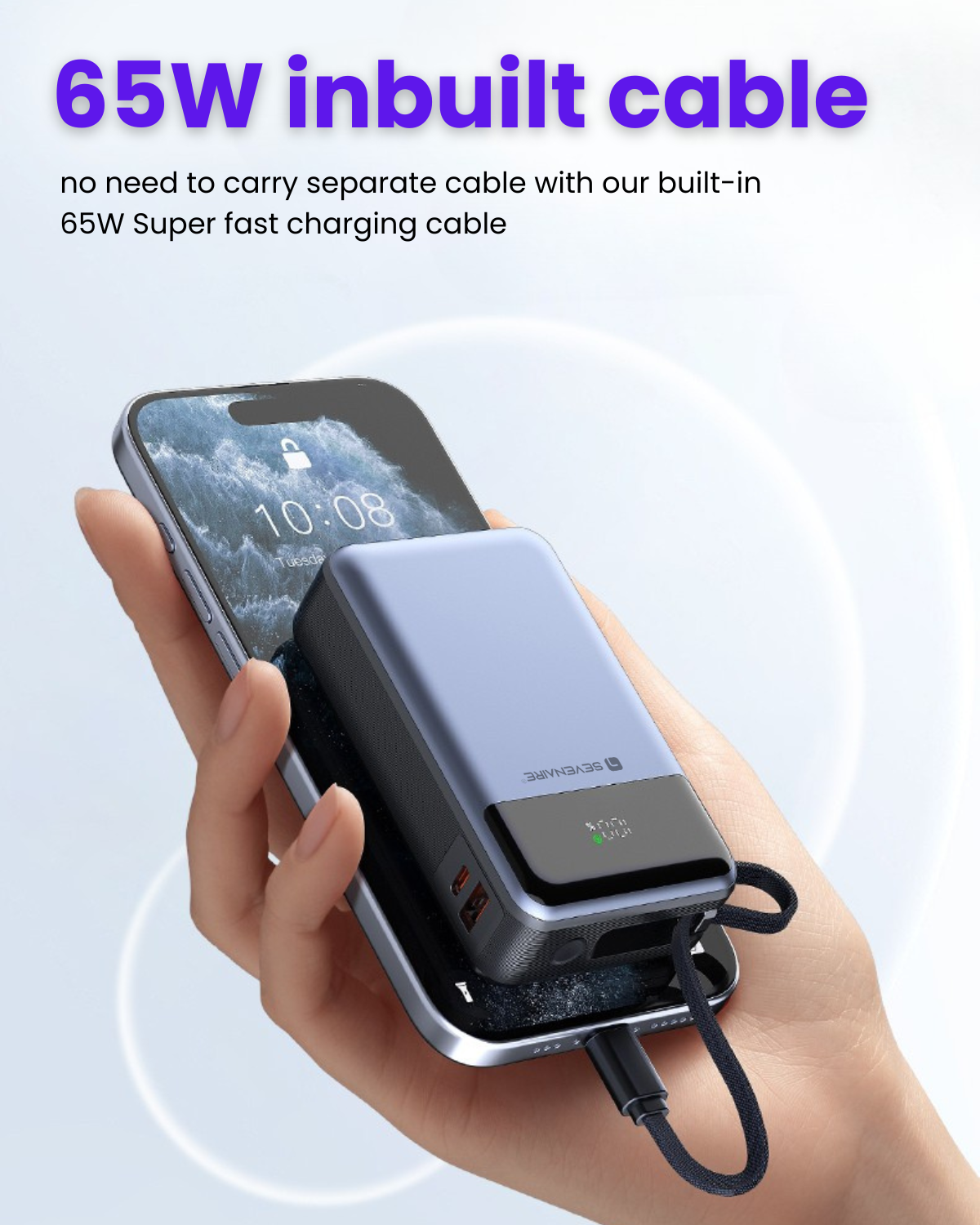 65W 20000mAh Laptop Powerbank, with Built-in 65W Type-C Cable (LP65)