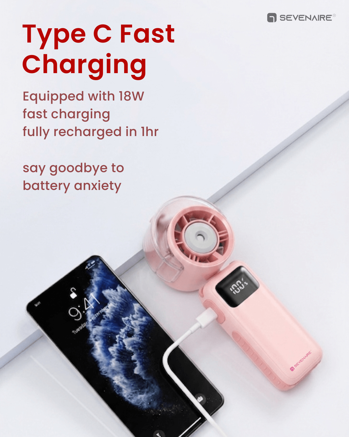 Portable Handheld Mist Fan with LED Display (P7)