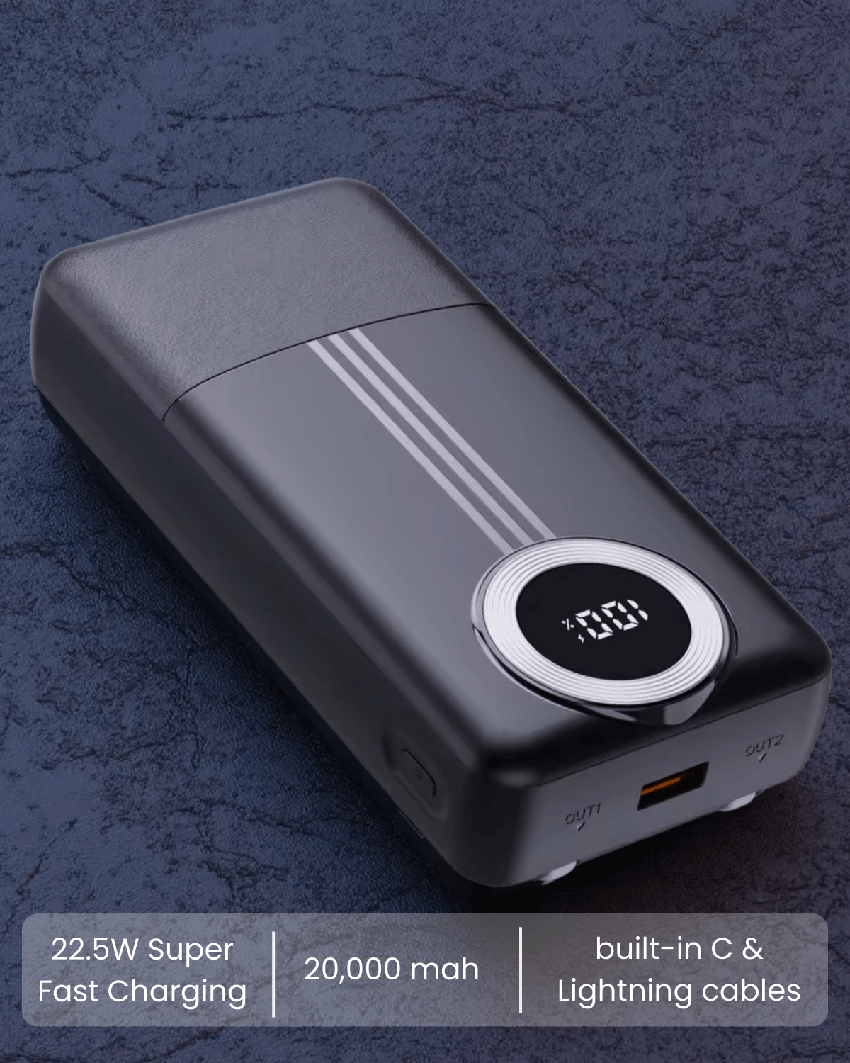 P200 Powerbank | Built-in Type C & Lightning Cables | 20000mAh