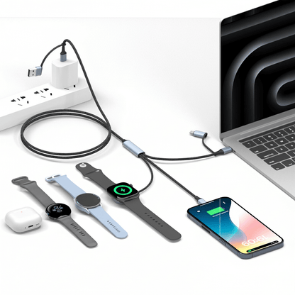 5 in 2 Charging Cable for Apple Watch/ Samsung Watch, 100W PD cable