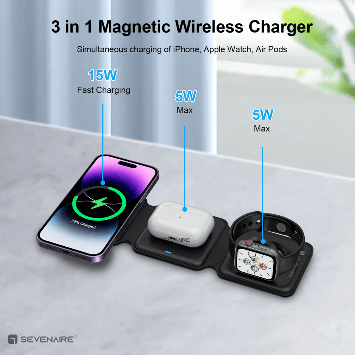 MagCharge 3-in-1 Foldable Wireless Charger (D1970)