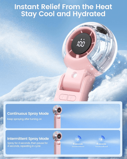 Misting Fan Portable Handheld Turbo Fan with Mist, LED Display