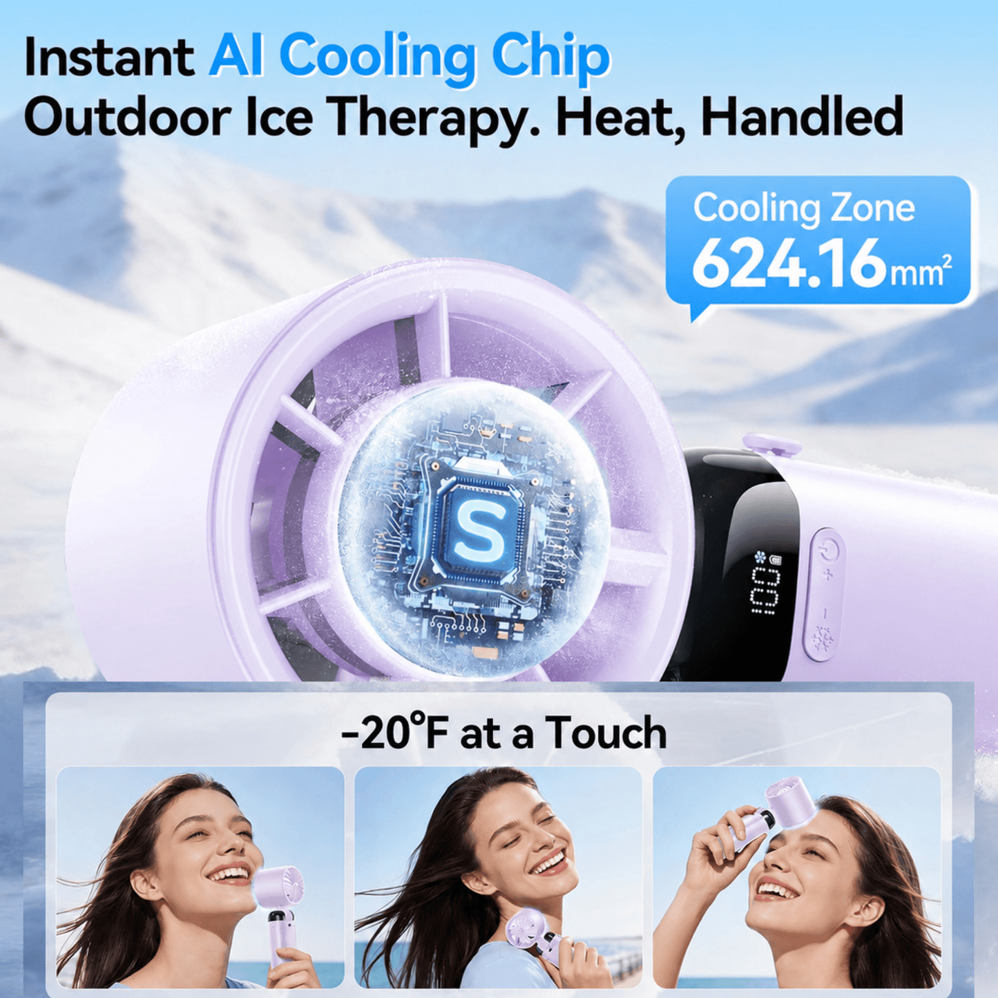 S19 Portable Handheld Fan with Ice Touch Cooling