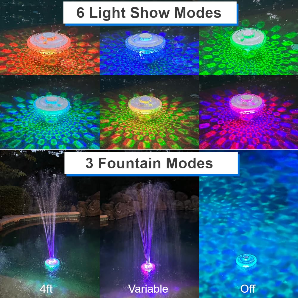 Floating Pool Fountain with Lights