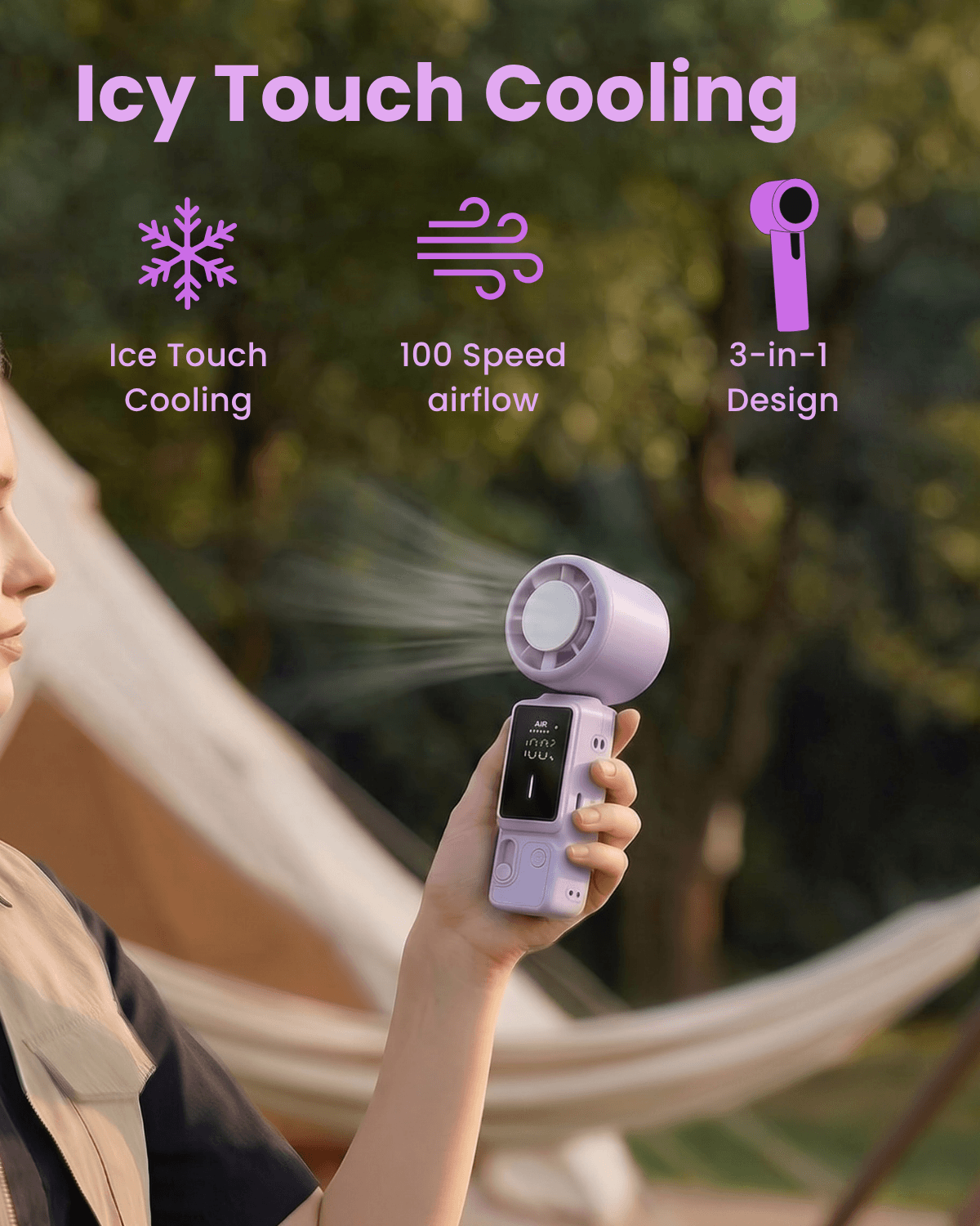 SS39 Portable Handheld Fan with Ice Touch Cooling
