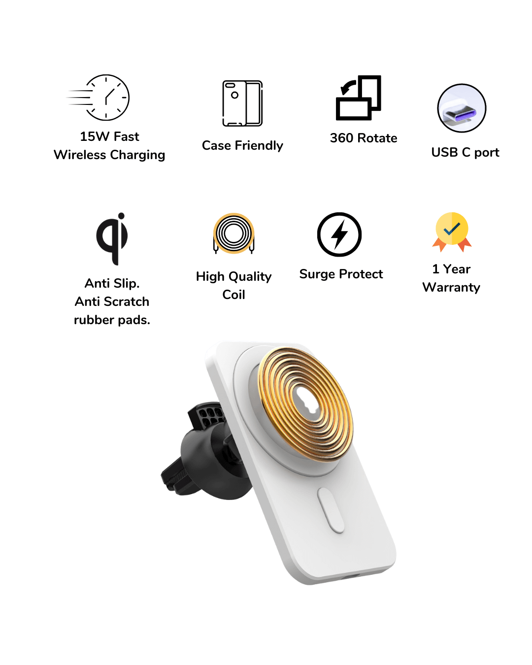 MagCharge 300 Wireless Mag-Safe Car Charger