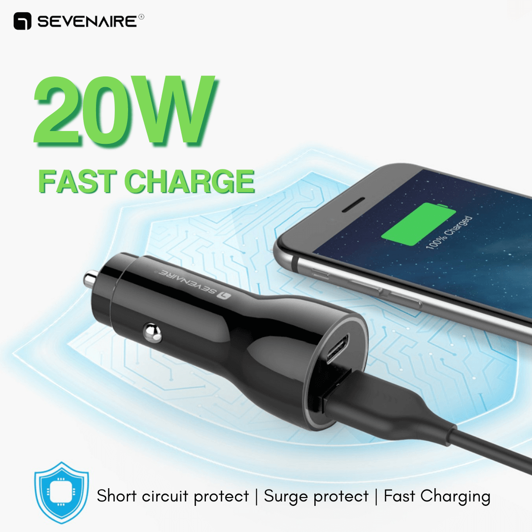 QC-PD Port Rapid Car Charger with 20W Fast Charging