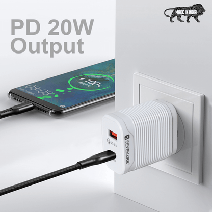 20w Pd Dual Ports Travel Wall Charger Adapter Fast Charging With